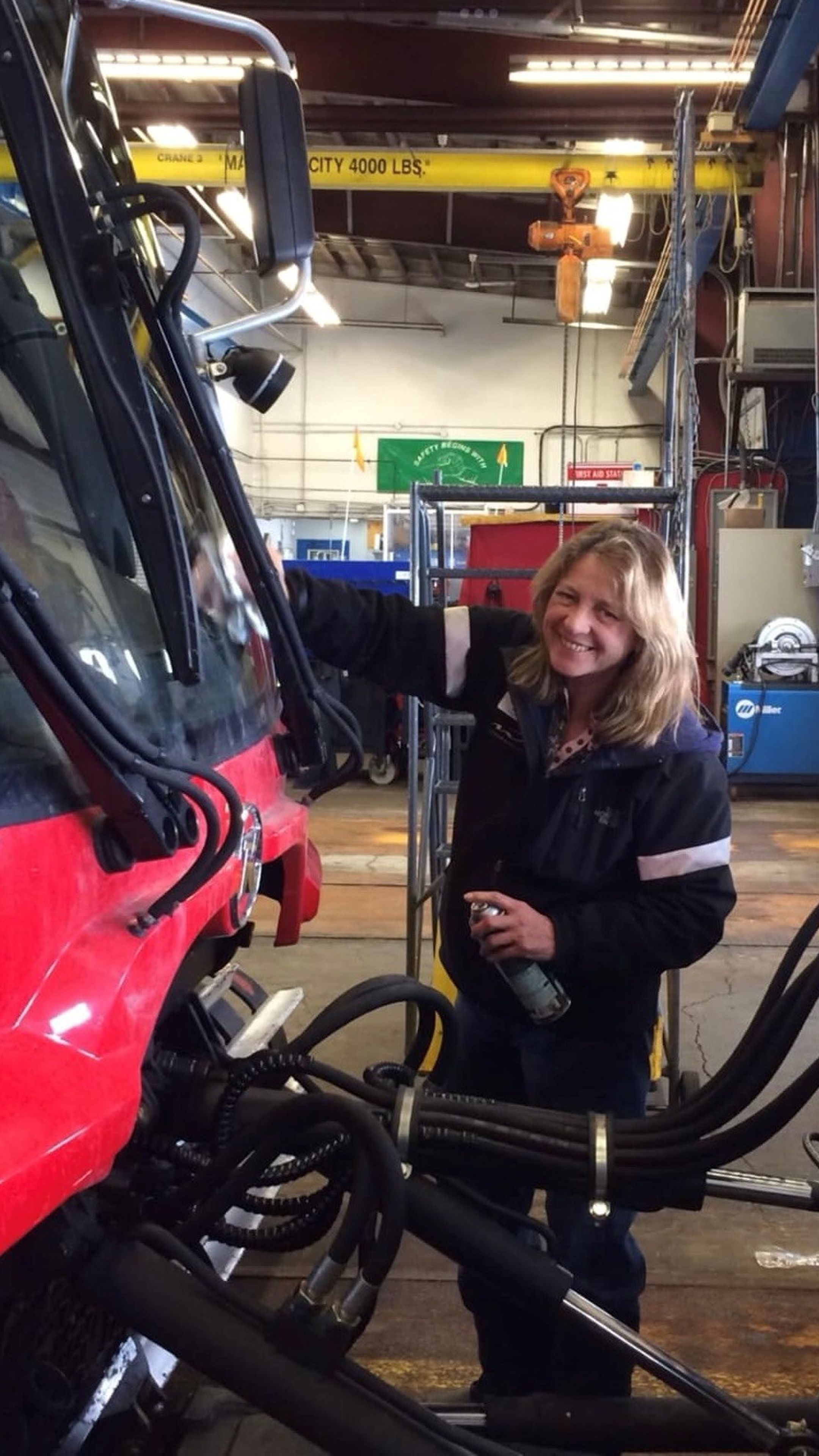 Raine Brooksbank in the mechanic shop at Whistler Blackcomb